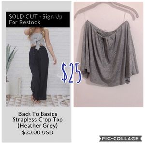 Strapless flowy crop top